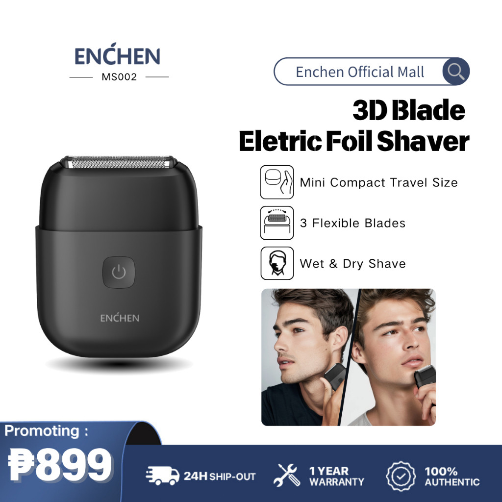 Enchen Mini Foil Shaver MS002 Compact Electric Razor with 3 Flexible ...
