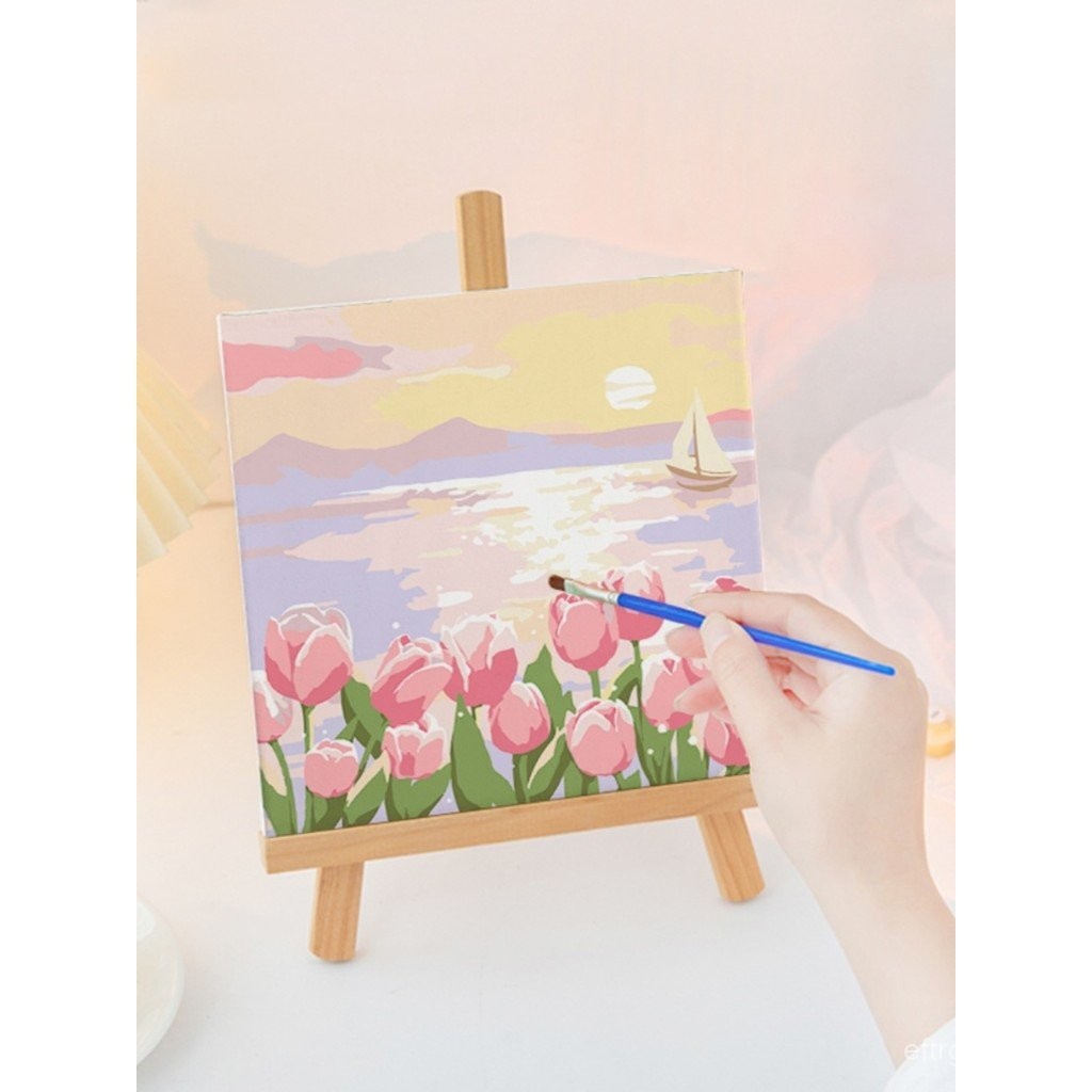 Beach Sunset Tulip Digital Painting diy Fill-in Drawing Flowers High ...