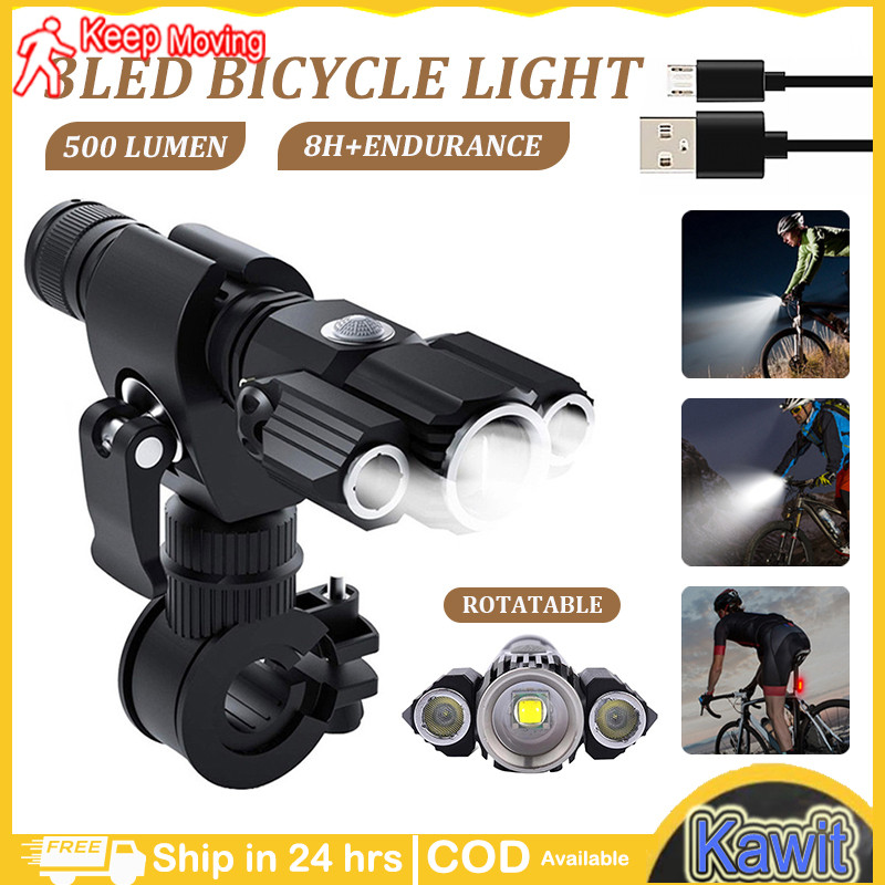 Bike Light Front LED Rechargeable Light Flashlight Power Flashlight ...