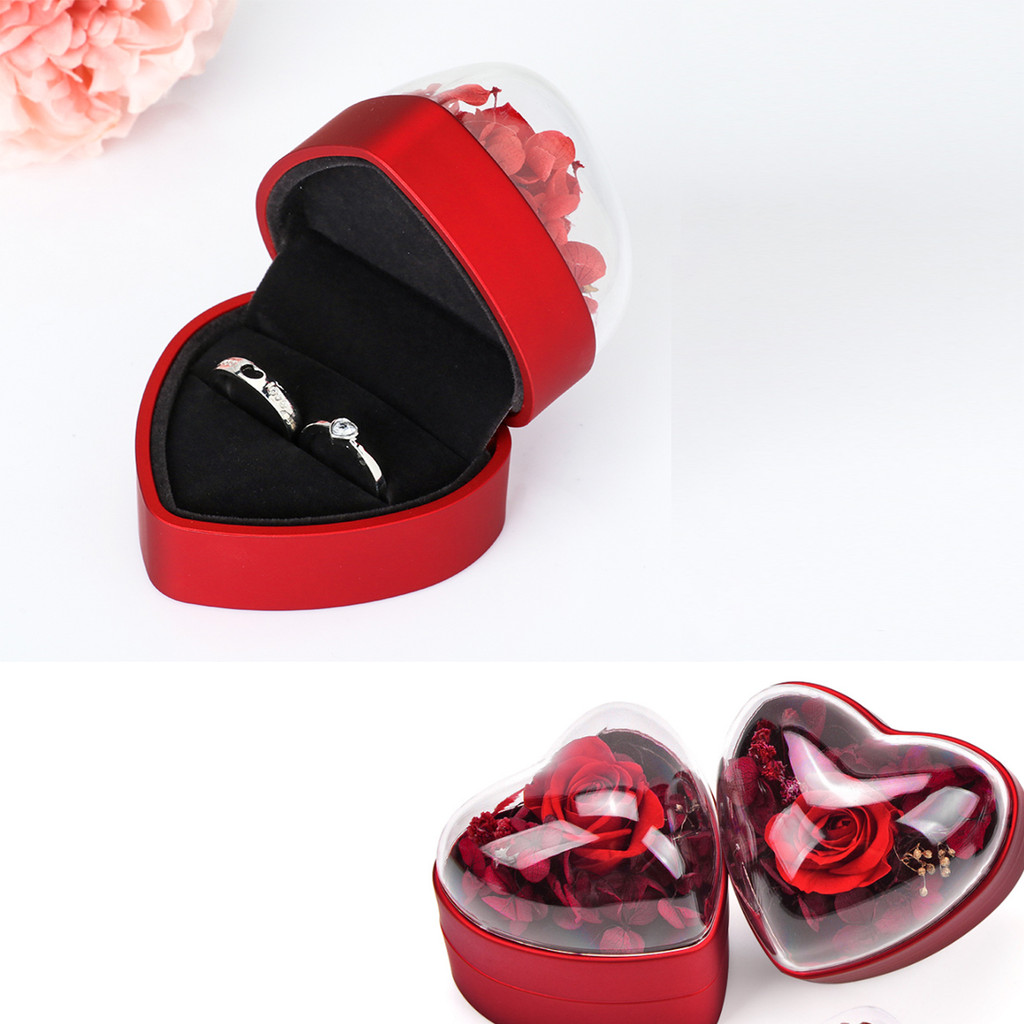 Wedding Ring with Box LED Couple Ring Rings LOVE HEART Promise Ring ...