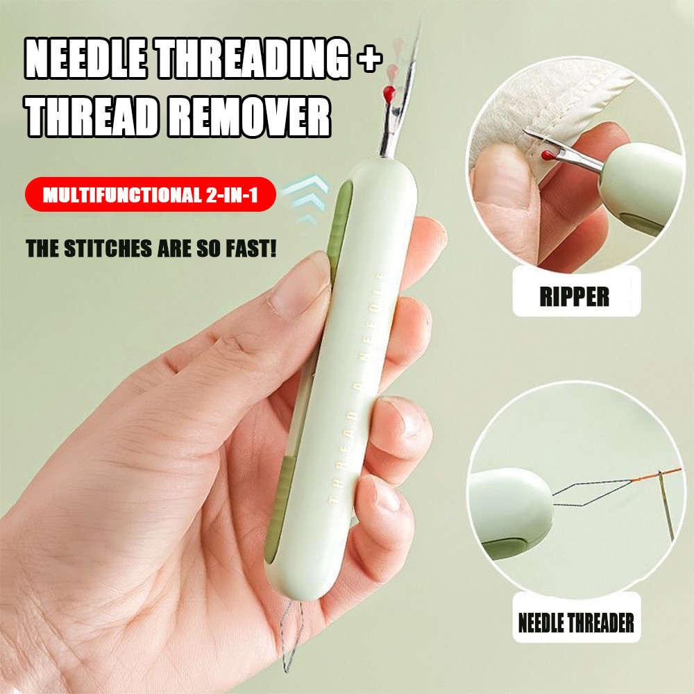 2 In 1 Thread Seam Ripper Needle Threader for Hand Sewing Remover ...