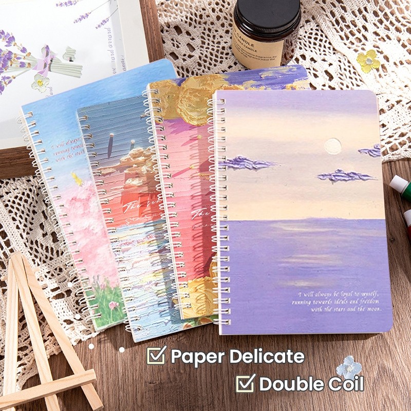 4PCS Notebook A5 Student Notepad Oil Painting School Supplies Writing ...