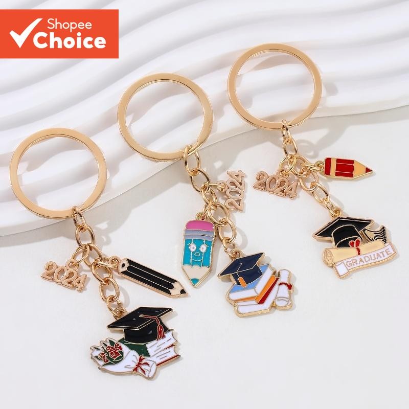 LOGOFUN 6-Piece Graduation Keychain Set 2024 - Class Of 2024 Gifts With Cap & Diploma Pendants