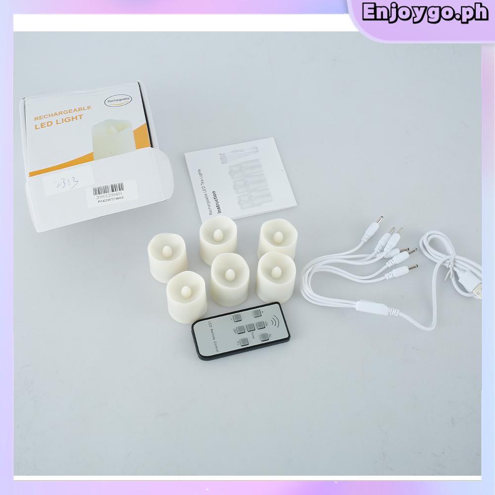 6pcs Rechargeable Flameless Flicker LED Lamp Battery Operated Drips ...