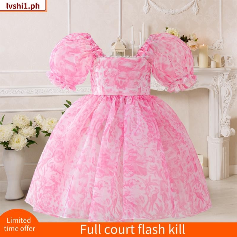 MQATZ Summer Pink Birthday Dress For Girl Children Costume Party