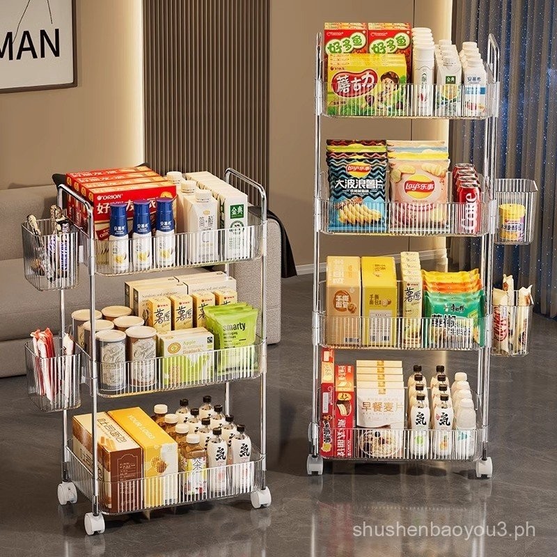 Acrylic Snack Trolley Rack Floor Mobile Bathroom Bathroom Storage Box ...
