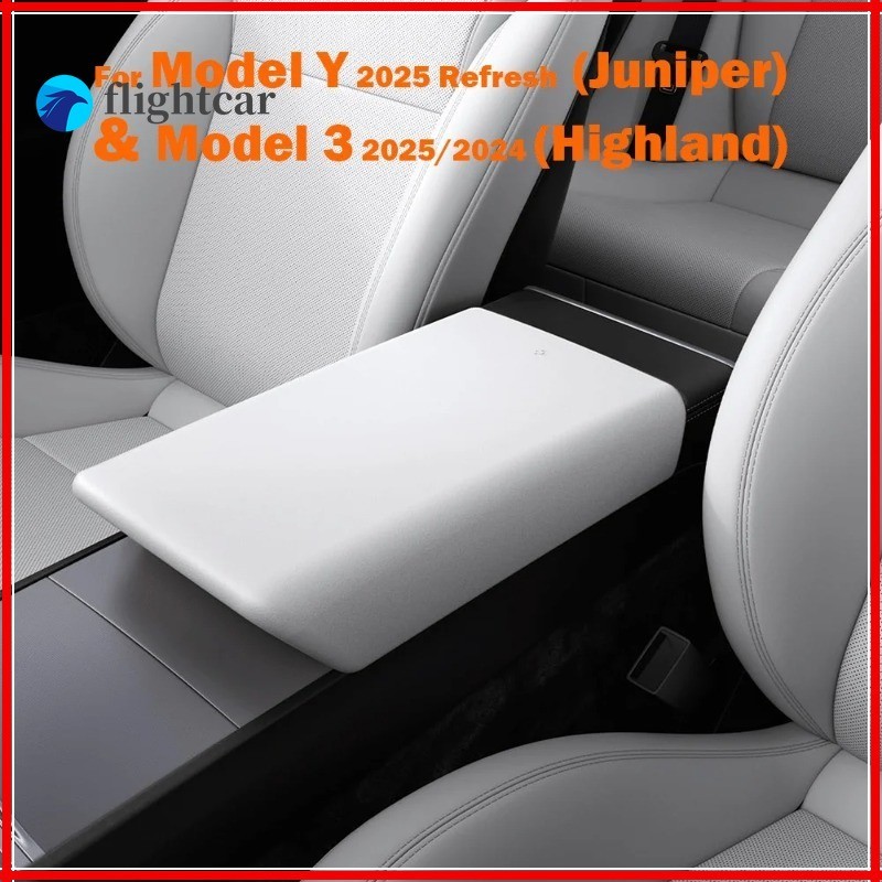BASENOR Upgraded Center Console Cover For 2025 2026 Tesla Model Y Refresh ( Juniper) 2024 2025 Tesla Model 3 Highland Non-Slip TPU Armrest Cover [No Logo] Arm Rest Protector Accessories Black