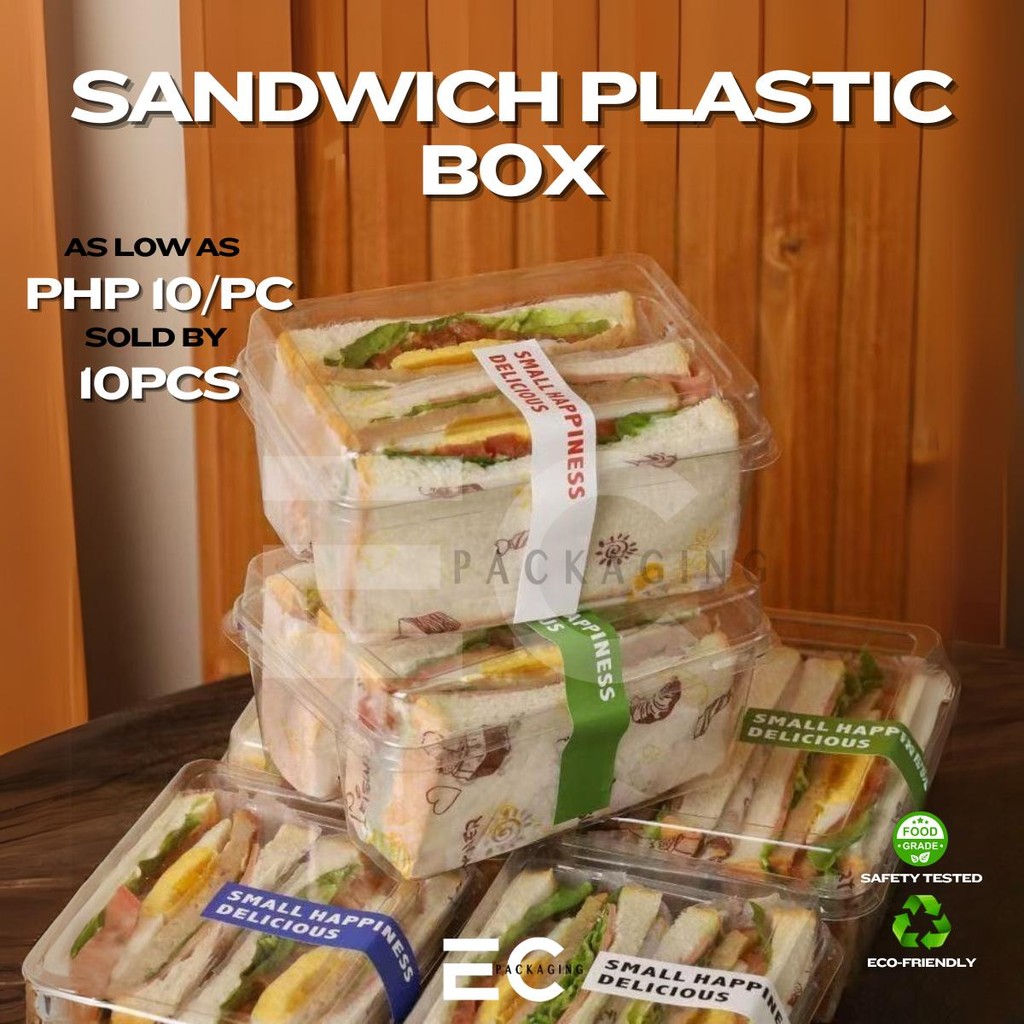 EC 10PCS Double Layer Bread Packaging Transparent Sandwich Compartment ...