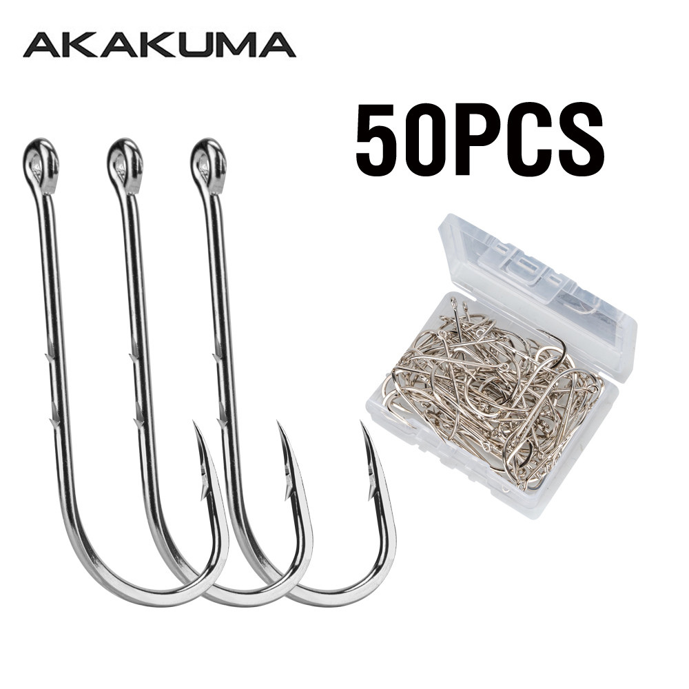 50Pcs/boxed High Carbon Steel Fishing Hook Sharp Long Handled Fishhook ...