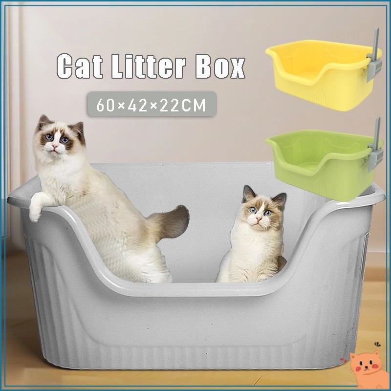 Image showcasing Super Large Cat Litter Box With Scoop Kitten Litter Box Semi-Closed Cat ...