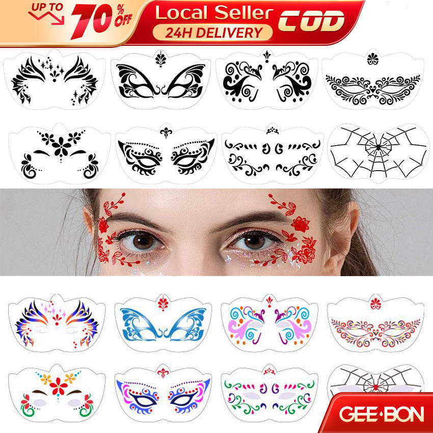 GEEBON Face Paint Templates Reusable Multiple Pattern Body Art Painting ...