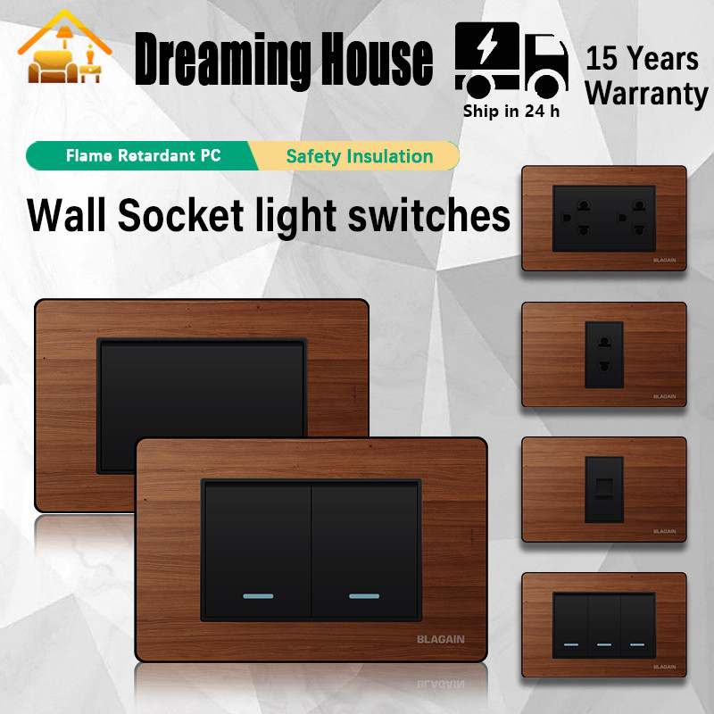 118 Wood Wall Switch and Socket for Domestic Wall 1 2 3 Outlet | Shopee ...