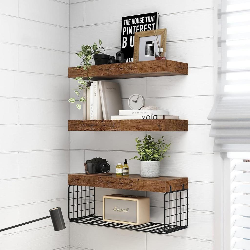 Floating Rack Living Room Wall Rack Wall-Mounted Wooden Thickened ...