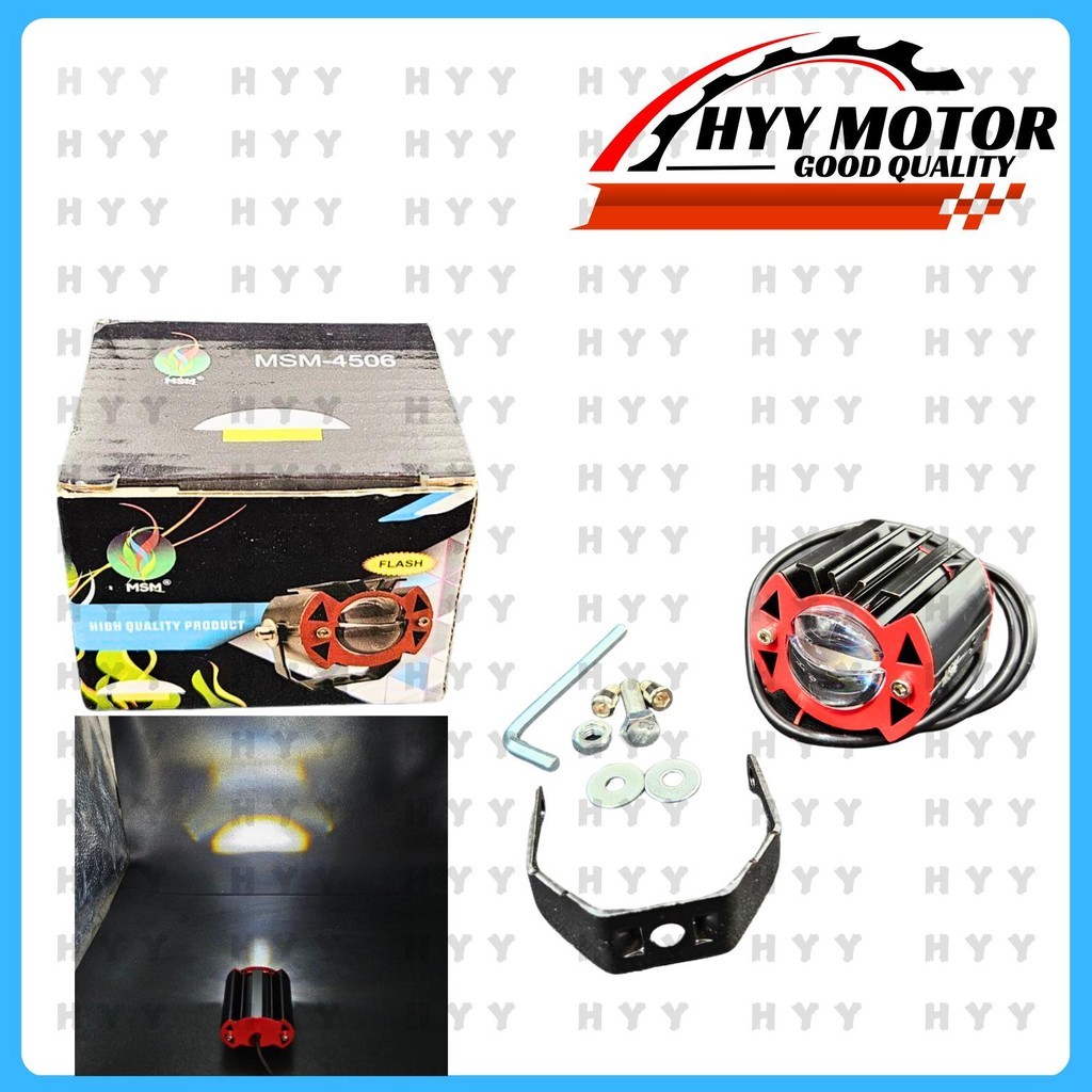 MOTORCYCLE MINI DRIVING LIGHT SINGLE YELLOW/WHITE Compact Safety ...