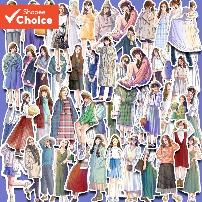 50pcs Retro Style Stickers Stickers for Water Bottle Washi Scrapbooking ...