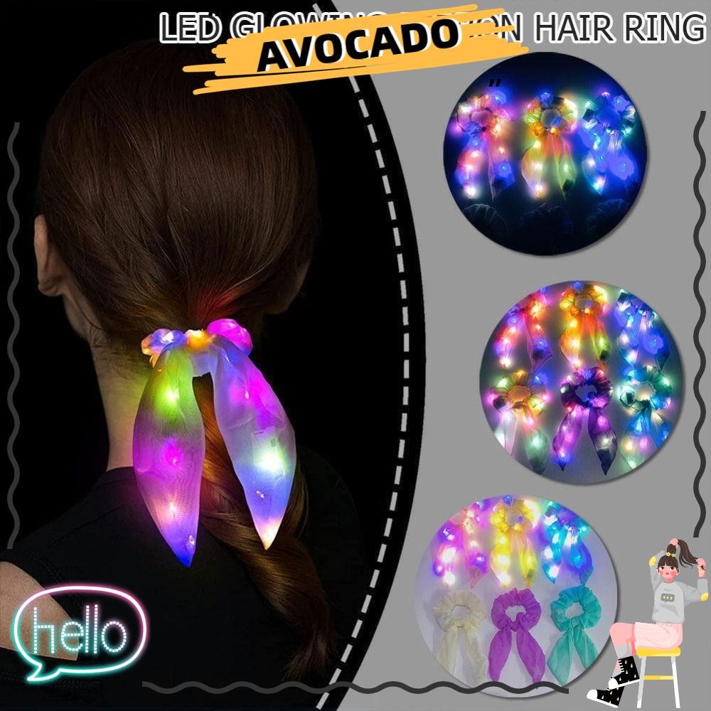 AVOCADA LED Luminous Hair Bands, Elastic Light Up Hair Rope, Hair ...