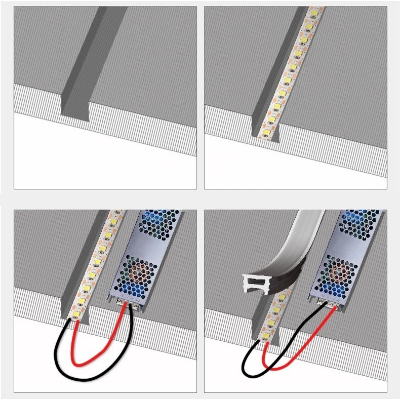 Recessed White Silicone Tube LED Neon Light Flexible Rope Channel ...