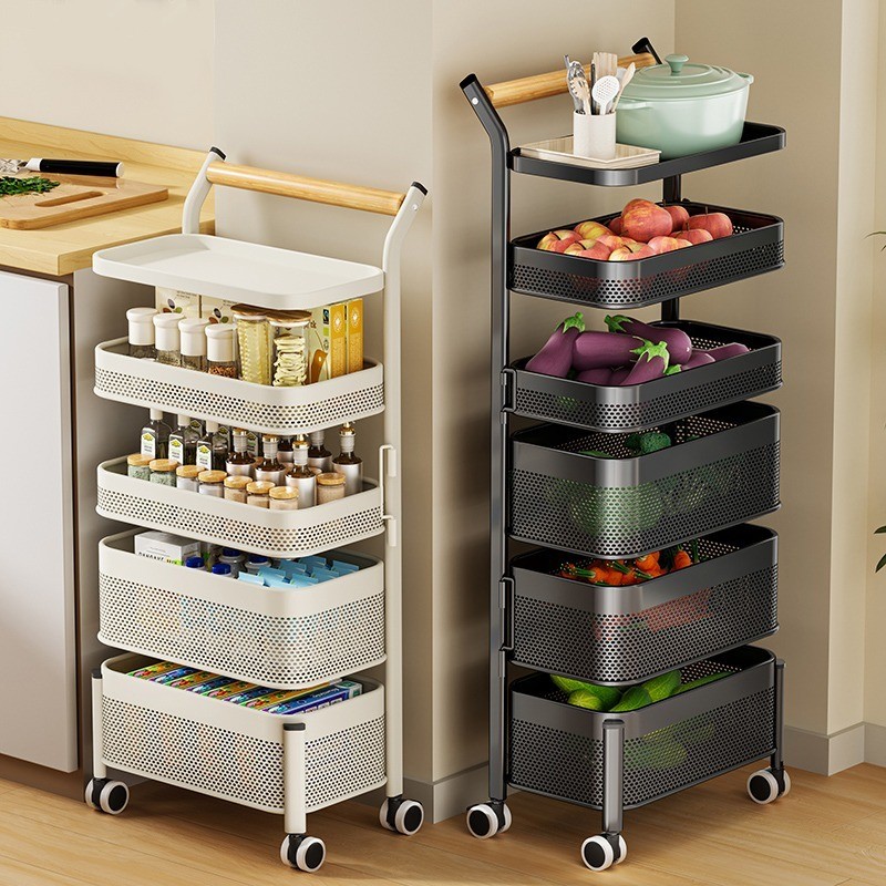 [Rotating Freely] Kitchen Rotating Rack Floor-standing Multi-Layer ...