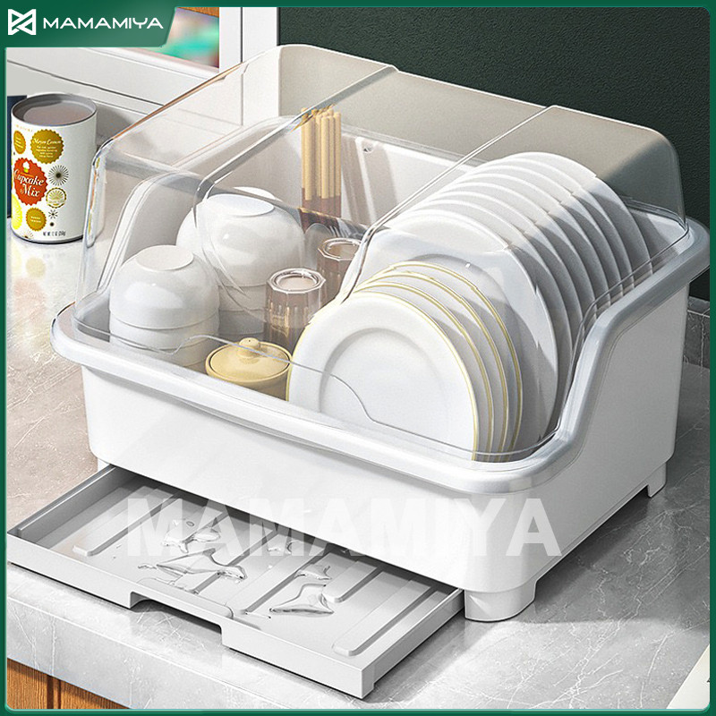 Kitchen Dish Rack Plastic Dish Rack Storage Box Dustproof Innovative ...