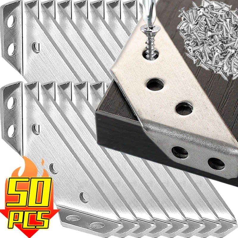 10-50Sets Stainless Steel Angle Bracket / Furniture Cabinet Triangle ...