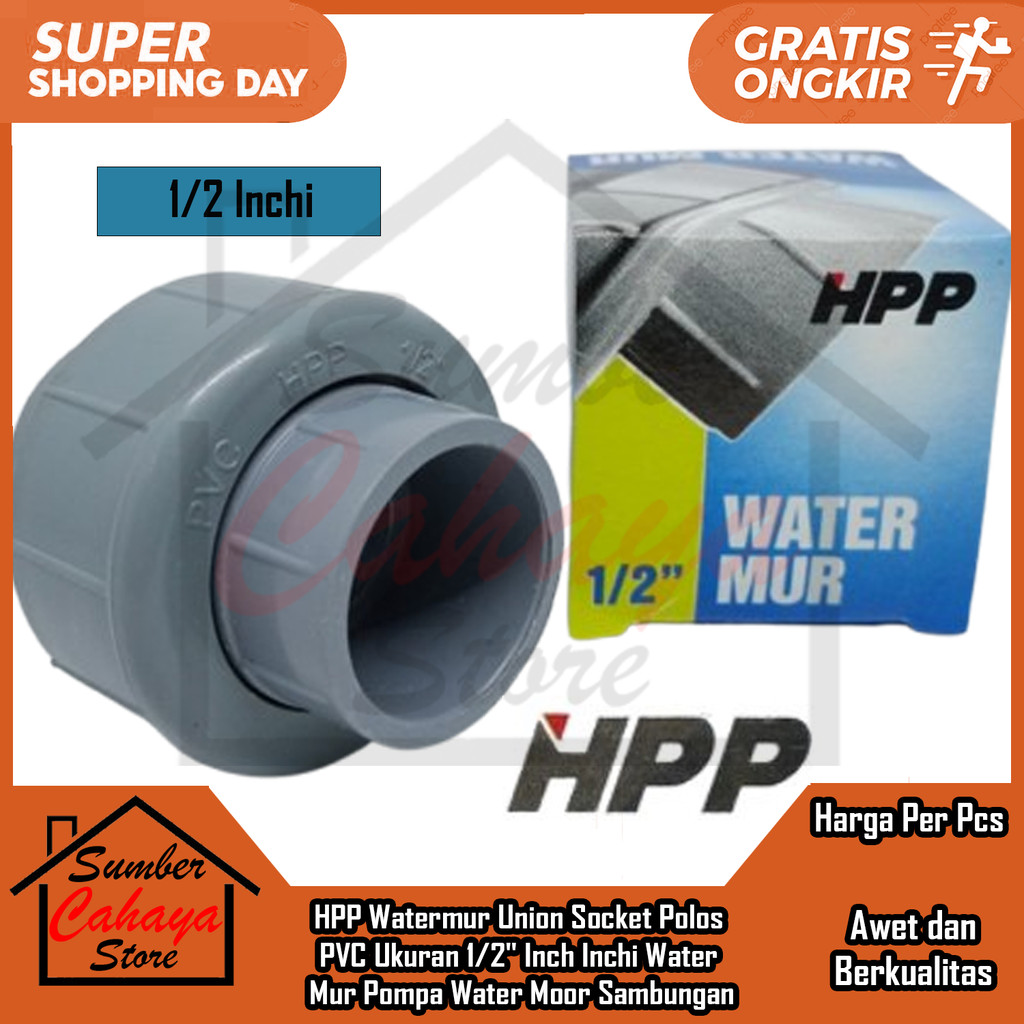 HPP Watermur Union Socket Plain PVC Size 1/2
