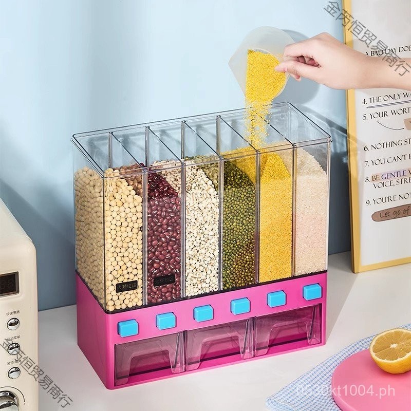 Storage Box with Dividers, Sealed Rotating Rice Container, New ...