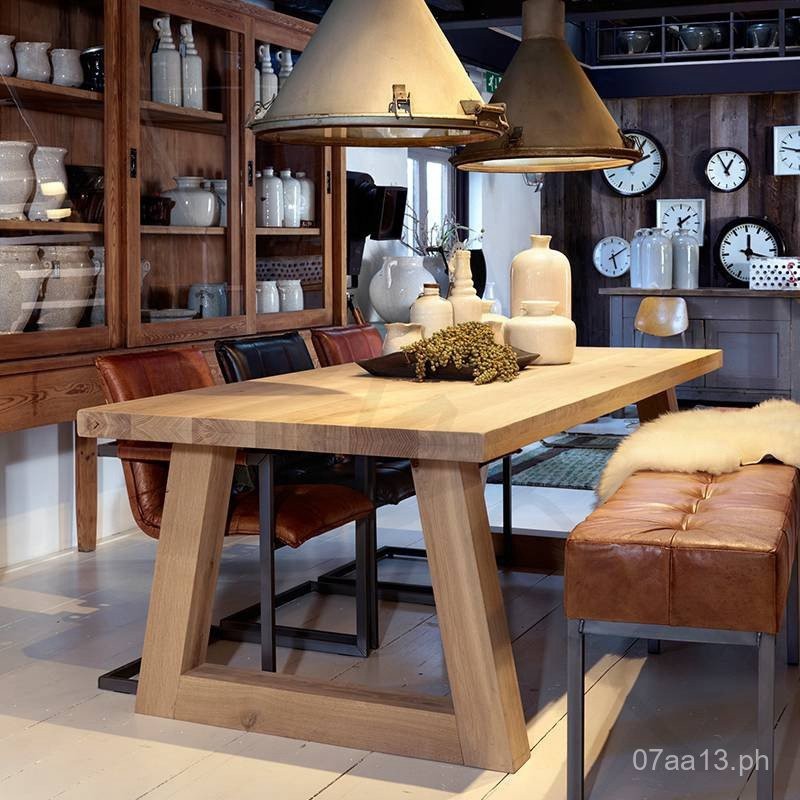 Solid Wood Conference Table Simple Dining Table Natural Wood Office ...