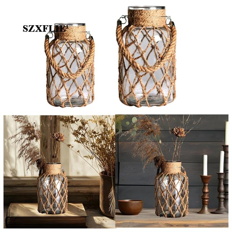 [Szxflie1] Rope Wrapping Decorative Bottle and Handle Flower Vase with ...