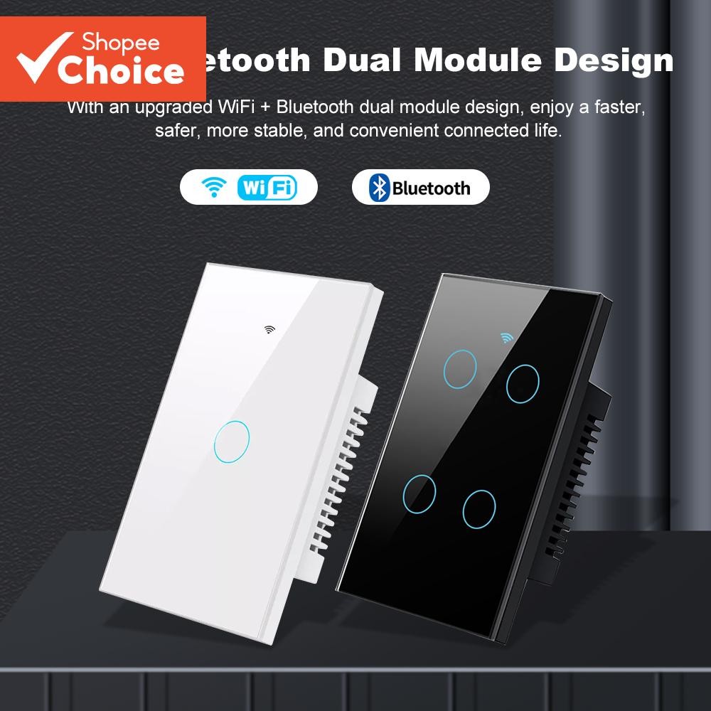 Work With Tuya Smart Life Wifi+Bluetooth Touch Light Wall Switch US ...