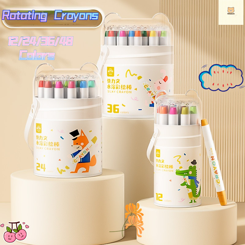 Washable 12/24/36/48 Colors Rotating Crayons Non-Toxic Hand Kid Drawing ...