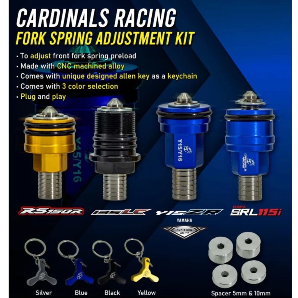CARDINALS RACING Front Fork Spring Adjustment Kit Y15 Y15ZR Y16 / LC135 ...