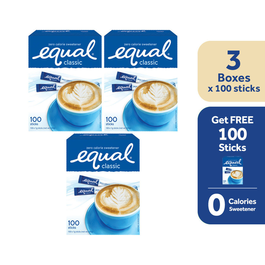 [B3G1] Buy 3 Boxes of Equal Classic Zero Calorie Sweetener 100 Sticks ...