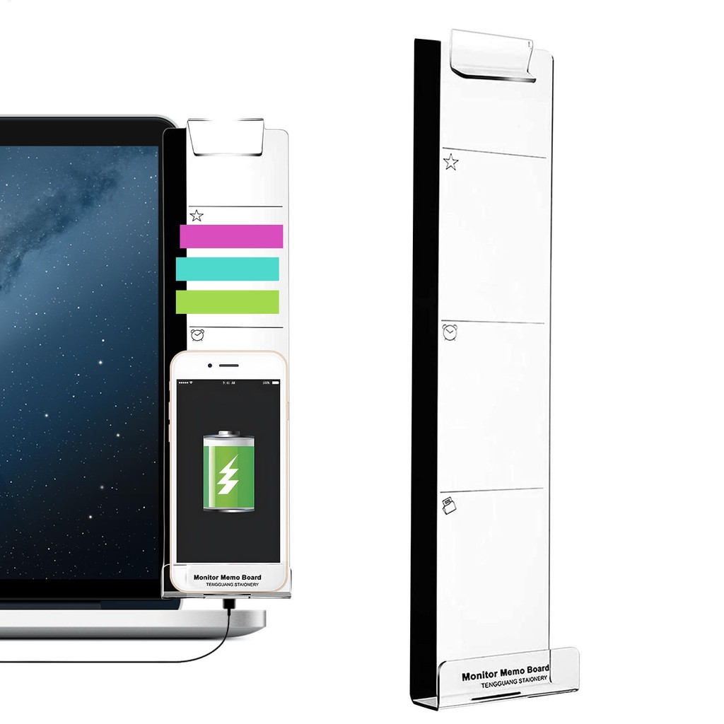 Monitor Note Holder Clear Memo Board for Computer Monitor Side Mount ...
