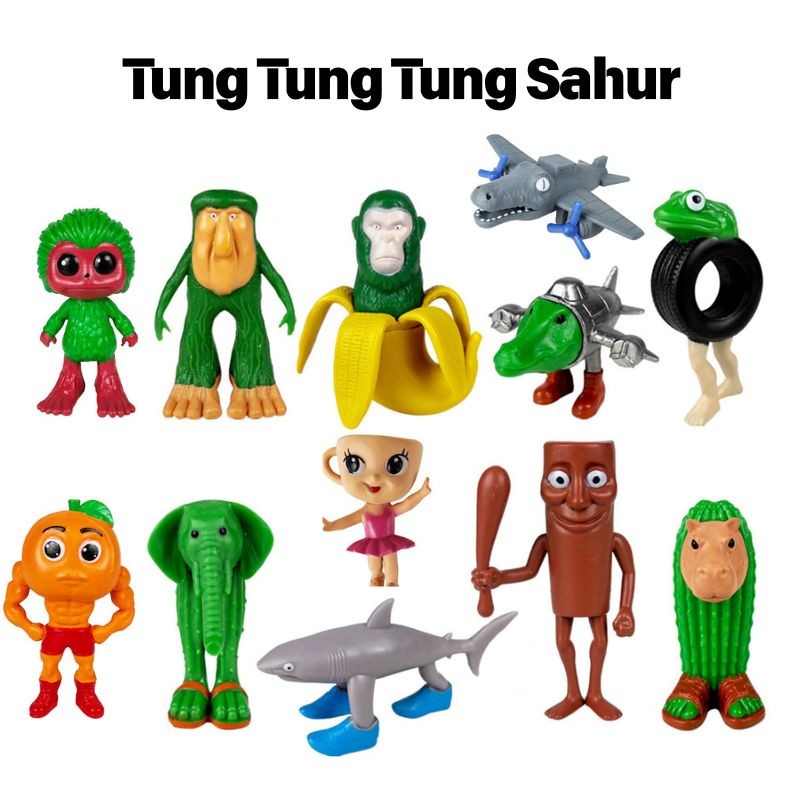 8PCS Italian Brainrot Figuren - Tung Tung Tung Meme Sammlerfiguren Hai & Affe