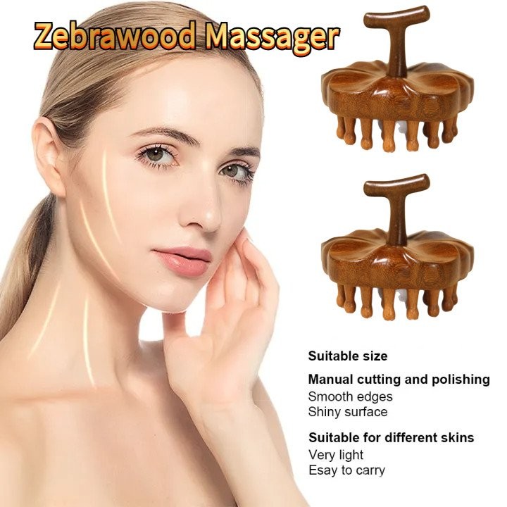 Golden Sandalwood Petal Massage Comb Head Scalp Meridian Comb Full Body ...
