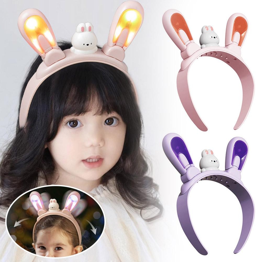 Children's Rabbit Ear Hairband LED Light Electric Swing Rabbit Ear Girl ...