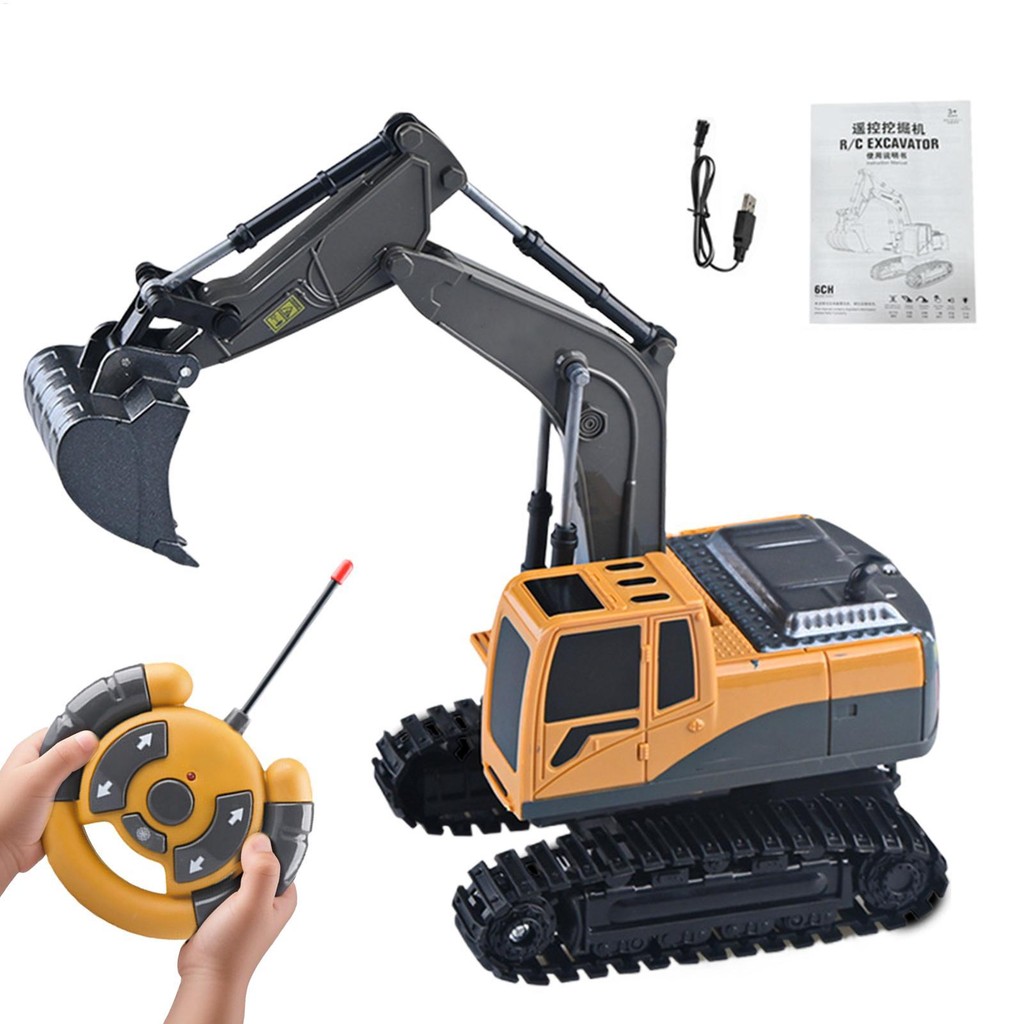 Remote Control Excavator Educational Digger Truck Toys Interactive ...