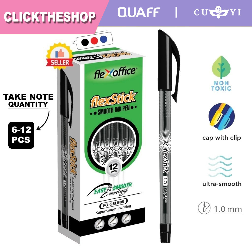 Flexstick Flexoffice Smooth Ink Ballpen 1pc | 3pc | 0.5mm | 0.7mm Black ...