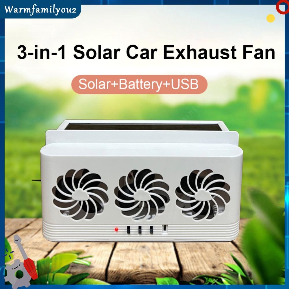 Solar Car Radiator Cooling Fan with 3 Air Outlets Car Window Air Vent ...