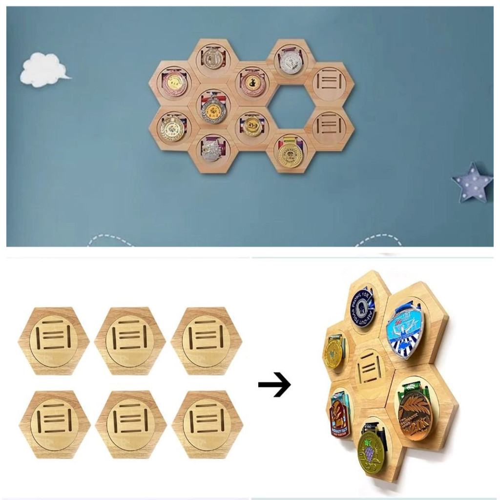 Delicate Medal Display Hanger Racks Hexagon Honeycomb Commemorative ...