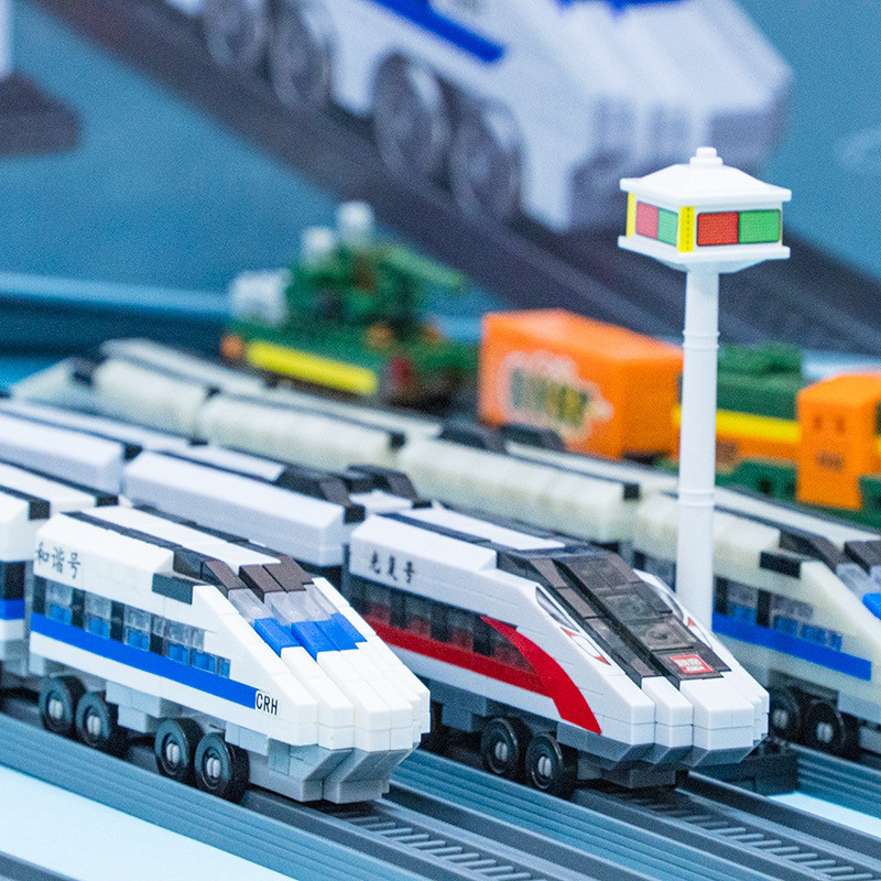 Small Particle Train Building Blocks Retro High-Rail Rail Car ...