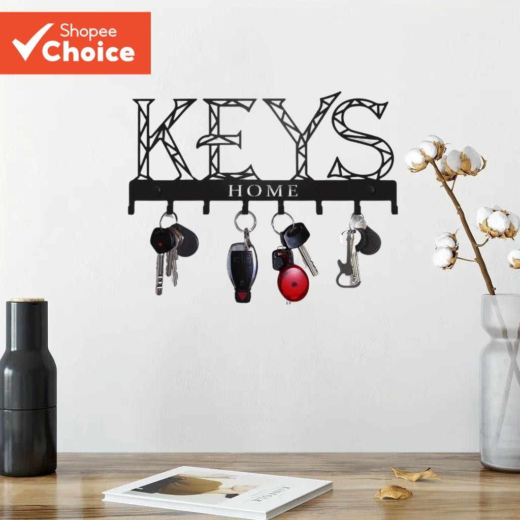 Metal Wall Mounted Storage Rack Floating Key Holder Hook, Decorative ...
