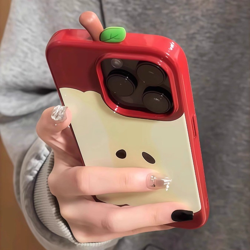 Creative Cartoon 3D Red Apple Leaf Glossy Phone Case for IPhone 11 13 ...