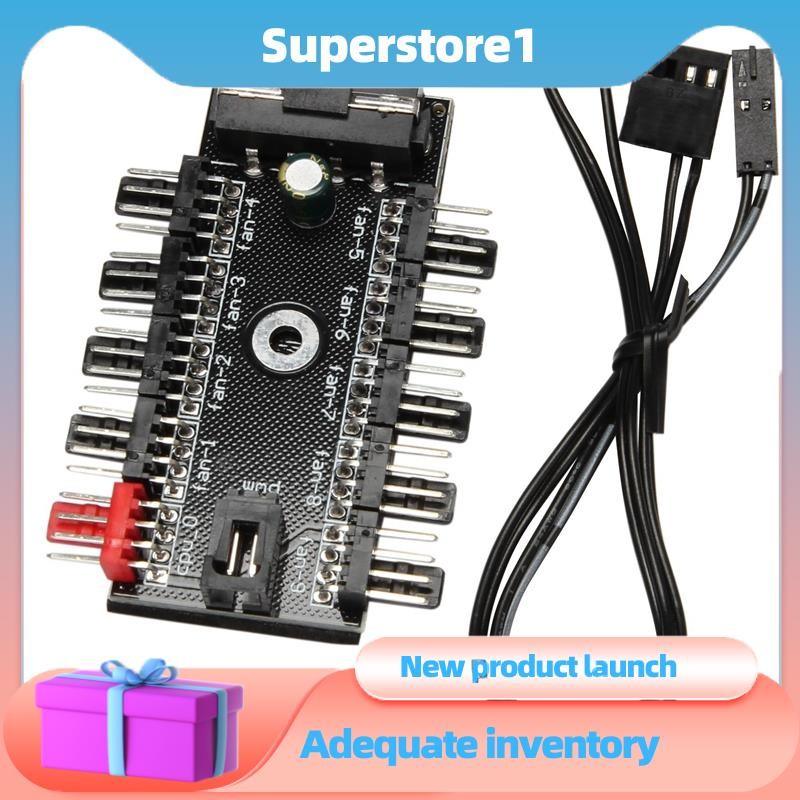 10 Port PC Chassis Fan Hub CPU Cooling HUB 12V 4 Pin Fan PWM Hub Molex ...