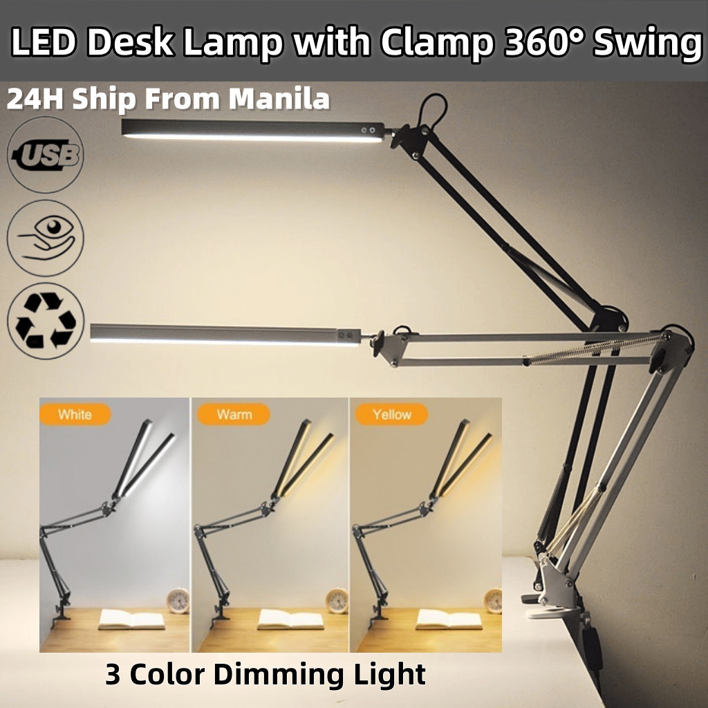 Adjustable LED Folding Metal Desk Lamp Clip On Light LED Desk Lamp ...