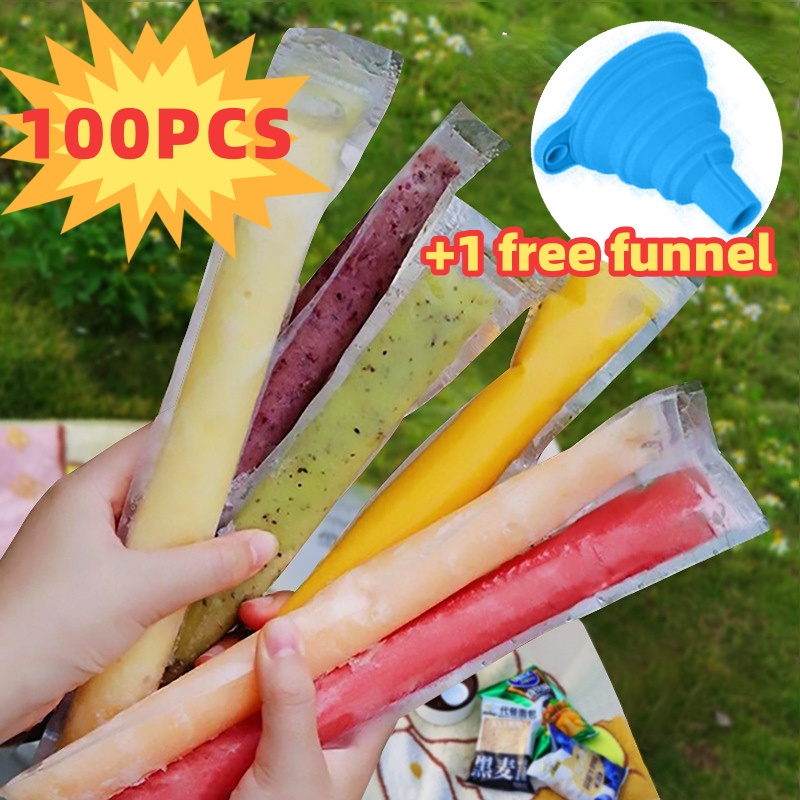 20/100PCS Disposable Ice Popsicle Mold Bags Bpa Free Freezer Tubes With ...