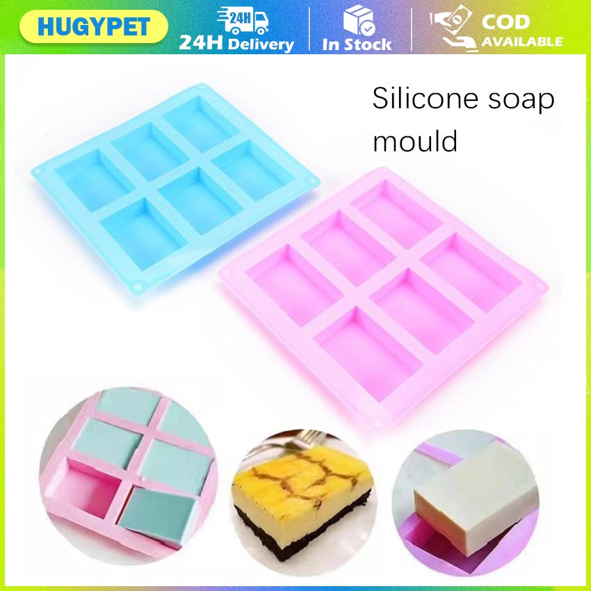 6 Cavity Bar Soap Silicone Molder Chocolate Molder Rectangle Cake ...