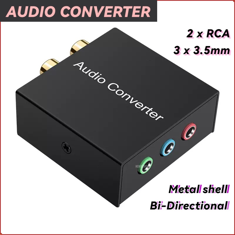 BiDirectional Audio Console Switch Converter RCA Stereo to 3 X 1/8 (3