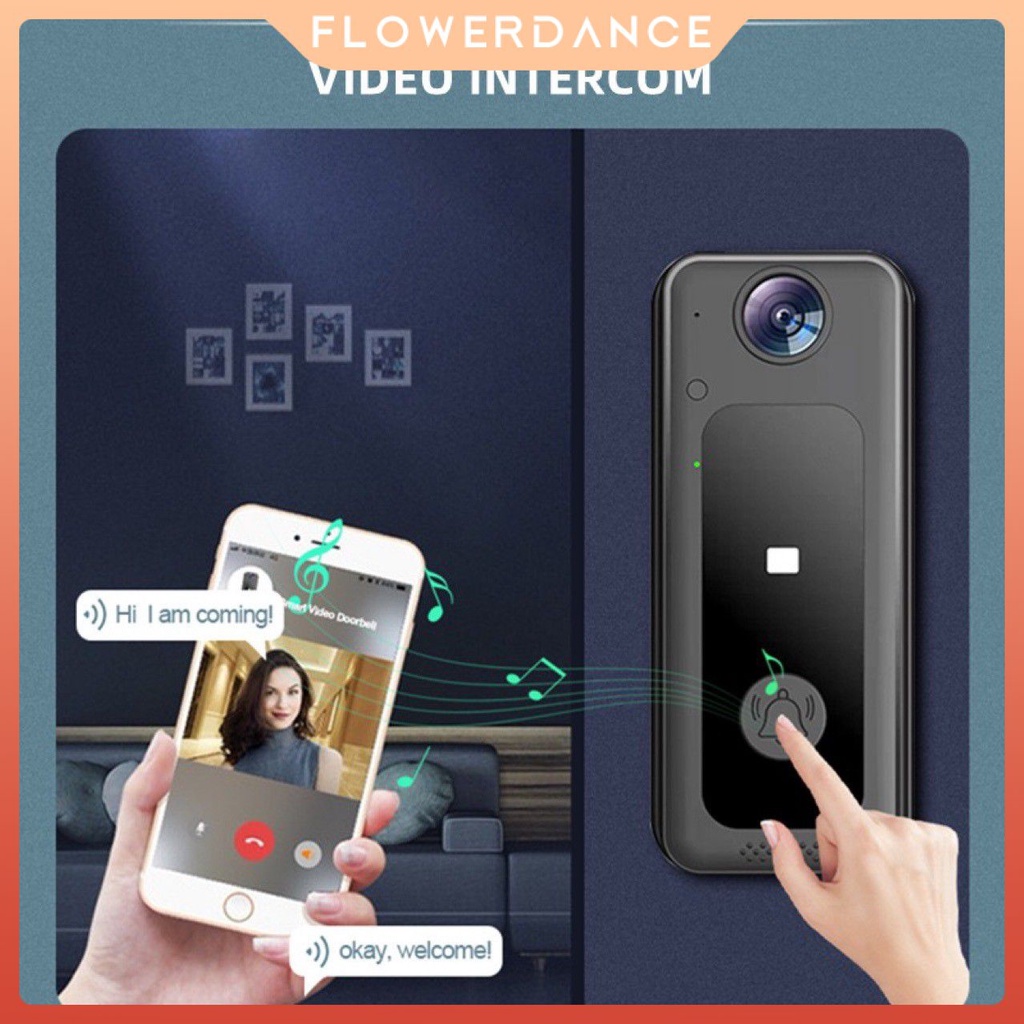 1080p Smart Visual Wireless Doorbell With Camera Remote Home Monitoring