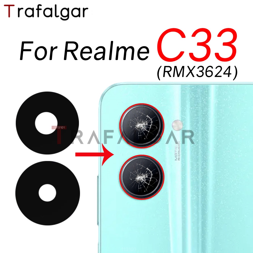Rear Back Camera Glass Lens For Realme C33 RMX3624 Replacement With  Adhesive Sticker